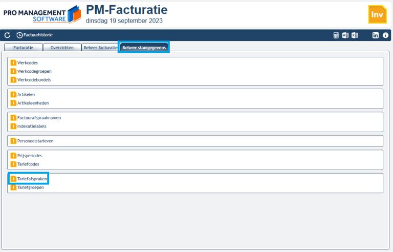 Tarief op klanten - Pro Management Software